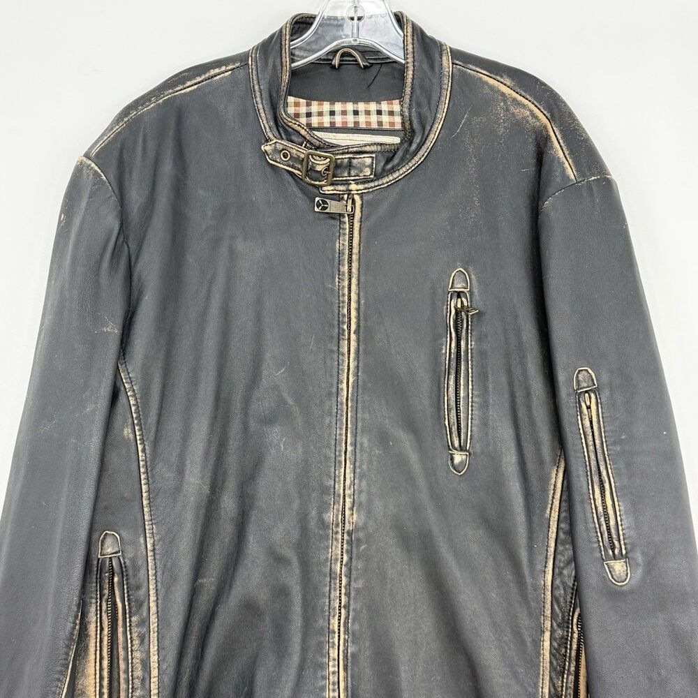 Top Gun Leather Jacket Mens XXL Distressed Moto Aviator Vintage Aviation - Picture 11 of 16